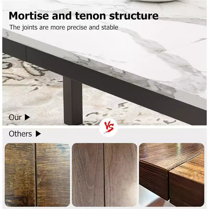 79 grande table à manger rectangulaire pour 6-8 personnes, table de cuisine industrielle en bois avec pieds en métal
