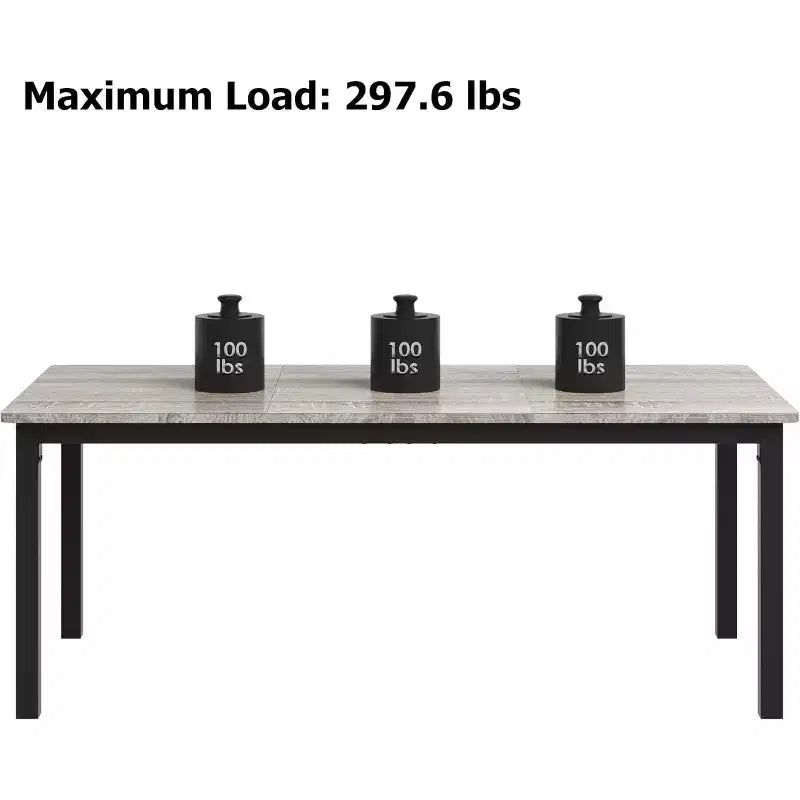 79 grande table à manger rectangulaire pour 6-8 personnes, table de cuisine industrielle en bois avec pieds en métal