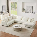 129 Oversized Sectional Sofa U-shaped Sofa Couch Modern Sofa Upholstered in Soft Corduroy with a Chaise Lounge for Living Room, Beige