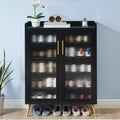 5 Tier Shoe Storage Cabinet with Glass Doors & Adjustable Shelf for Entryway, 20 Pairs Slim Wood Shoe Rack Organizer for Hallway Apartments