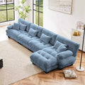 Canapé d'angle 4 places pour salon, canapé douillet "nuage" avec pouf convertible en chenille, café clair