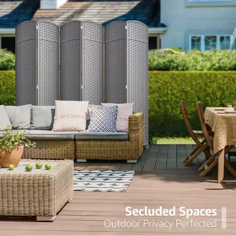 Sorbus Extra Wide Double Hinged 8 Panels Partition Room Dividers - Mesh Hand-Woven Design Folding Privacy Screens, Wall Divider for Room Separation