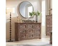 Mastgoal 55 Farmhouse Dresser with 9 Drawers, Large Rustic Wood Closet Storage with Roman Column for Bedroom