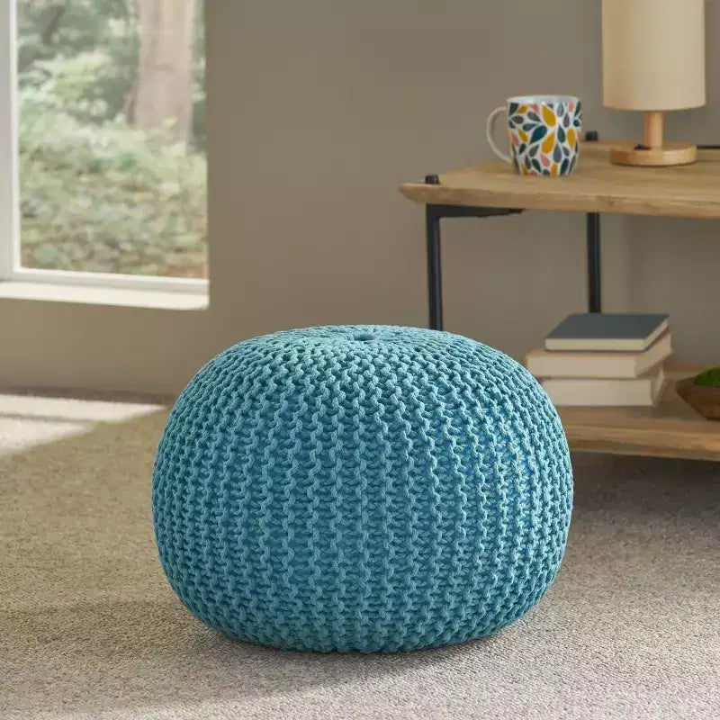 Pouf rond en tricot de coton moderne Moro Christopher Knight Home