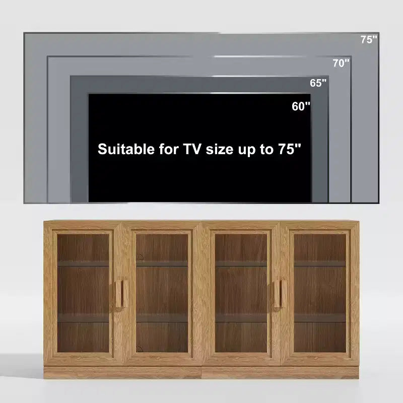 PexFix 31x62x16 Armoire latérale avec 4 portes et rangement, organisateur polyvalent pour cuisine, salon, marron