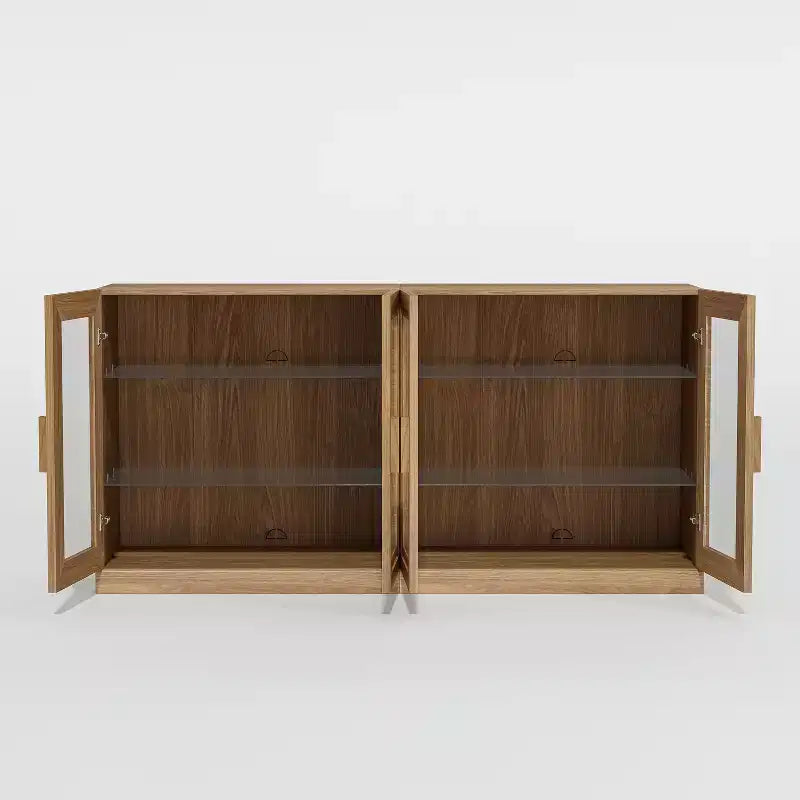 PexFix 31x62x16 Armoire latérale avec 4 portes et rangement, organisateur polyvalent pour cuisine, salon, marron