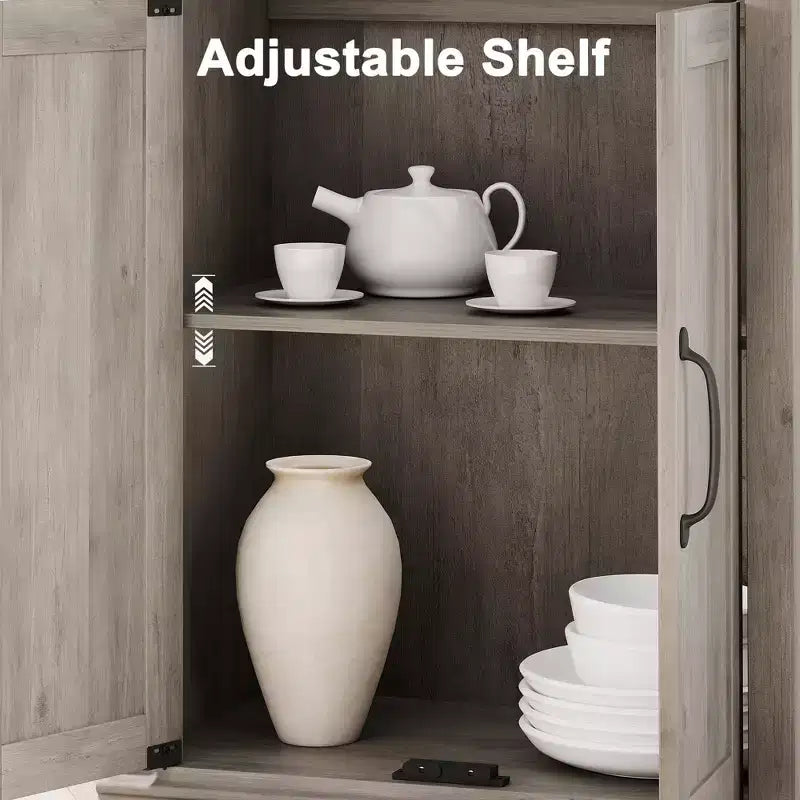 GustoWave Étagère à Livres à 5 Niveaux, Bibliothèque de Style Ferme avec Armoire, Bibliothèque Haute de 174,5 cm avec Portes de Rangement, Étagère à Livres en Bois à 5 Niveaux pour Bureau à Domicile