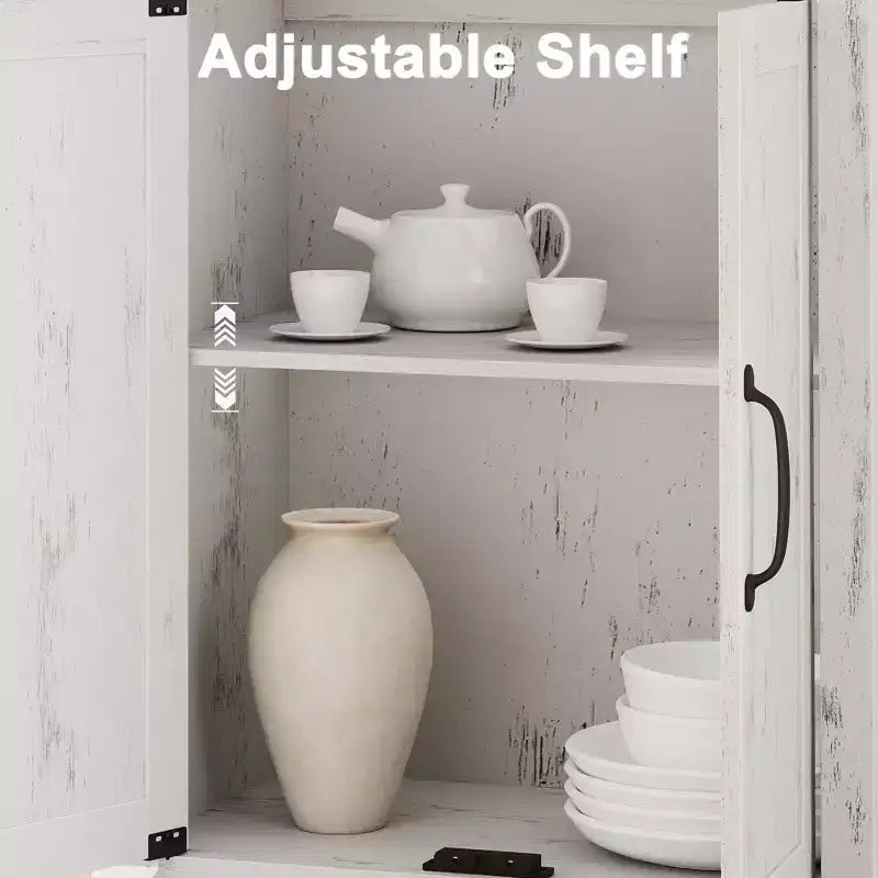 GustoWave Étagère à Livres à 5 Niveaux, Bibliothèque de Style Ferme avec Armoire, Bibliothèque Haute de 174,5 cm avec Portes de Rangement, Étagère à Livres en Bois à 5 Niveaux pour Bureau à Domicile