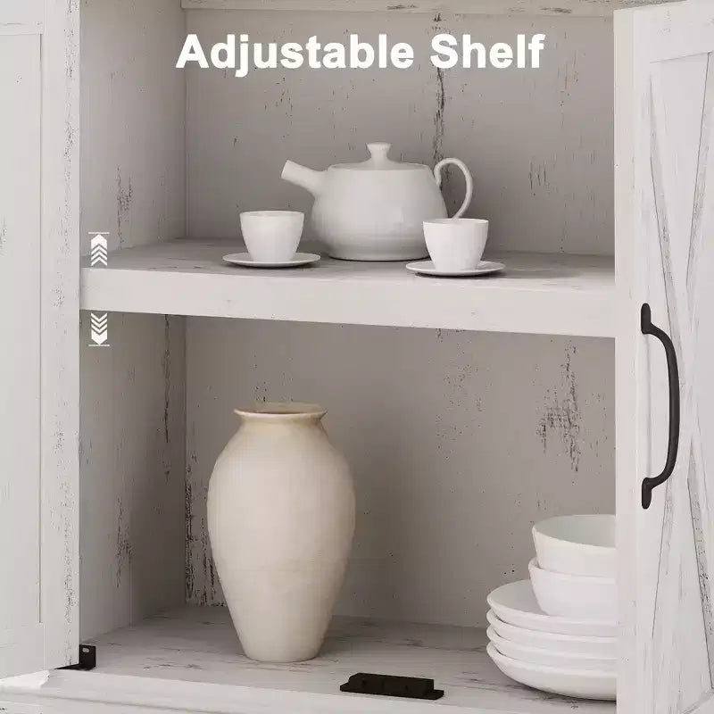 GustoWave Étagère à Livres à 5 Niveaux, Bibliothèque de Style Ferme avec Armoire, Bibliothèque Haute de 174,5 cm avec Portes de Rangement, Étagère à Livres en Bois à 5 Niveaux pour Bureau à Domicile