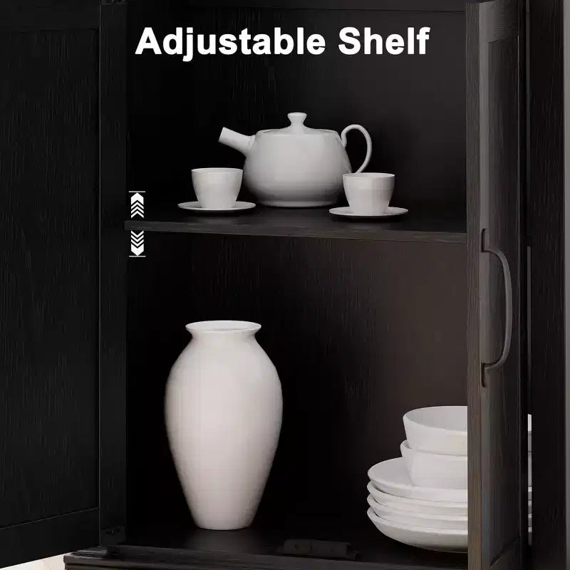 GustoWave Étagère à Livres à 5 Niveaux, Bibliothèque de Style Ferme avec Armoire, Bibliothèque Haute de 174,5 cm avec Portes de Rangement, Étagère à Livres en Bois à 5 Niveaux pour Bureau à Domicile