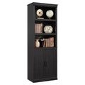 GustoWave Étagère à Livres à 5 Niveaux, Bibliothèque de Style Ferme avec Armoire, Bibliothèque Haute de 174,5 cm avec Portes de Rangement, Étagère à Livres en Bois à 5 Niveaux pour Bureau à Domicile