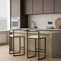 MAYEERTY Set of 2 Barstools Faux Leather Upholstery Metal Frame Counter Height for Kitchen Island Beige