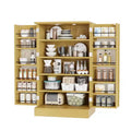 VINGLI Pantry Cabinet, Rattan Kitchen Storage Cabinet with 2 Doors and Adjustable Shelves, 40.5 H Food Storage Freestanding Cupboard in Dining Room