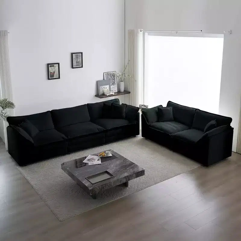 3 Piece Set 3 Seat Sofa Extra Deep Seat Sectional Sofa for Living Room Green Chenille