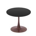 LeisureMod Bristol Round Dining Table  MDF Top with Walnut Wood Steel Pedestal Base, Modern Kitchen & Dining Room Accent Table for Small Spaces