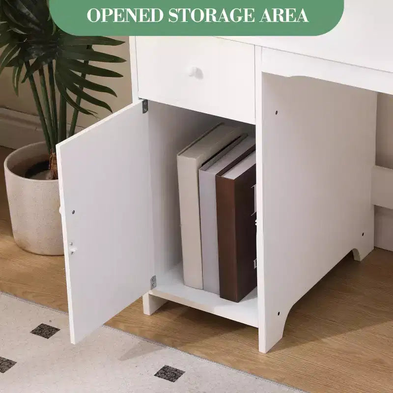 CuisinSmart Ensemble Bureau et Chaise pour Enfants, Table d'Étude pour Enfants - Comprend Étagère à Livres, Tableau d'Affichage, Armoires et Tiroir