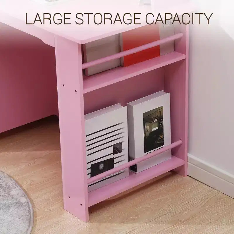 CuisinSmart Ensemble Bureau et Chaise pour Enfants, Table d'Étude pour Enfants - Comprend Étagère à Livres, Tableau d'Affichage, Armoires et Tiroir