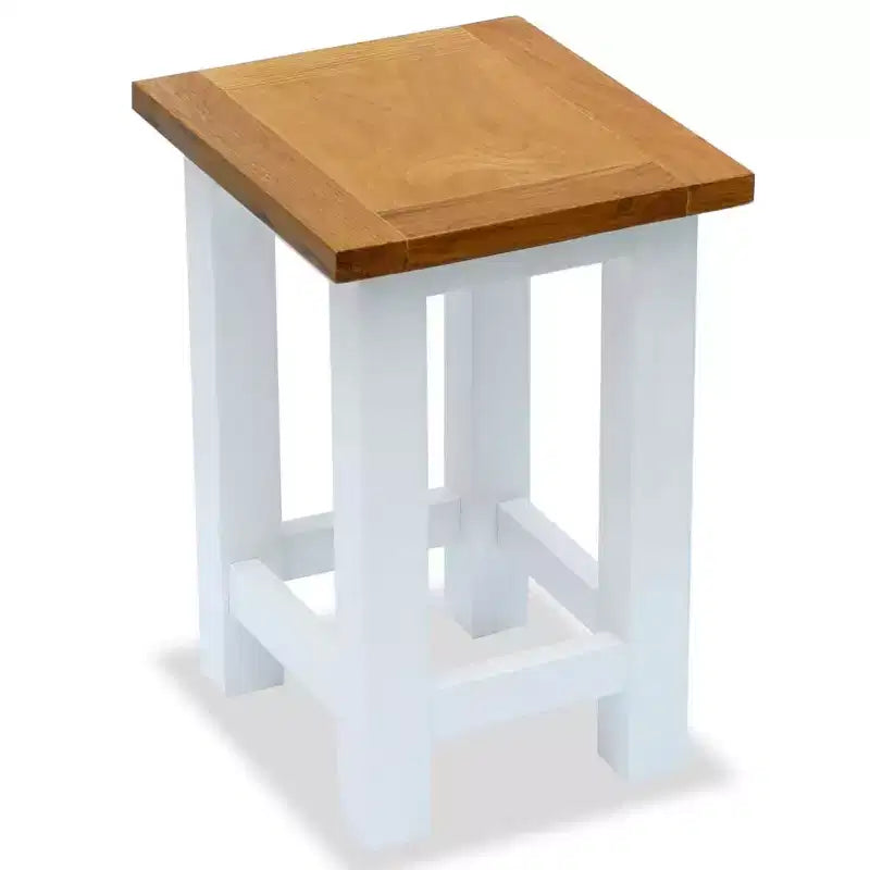 vidaXL End Table White and Brown Solid oak wood Small Durable