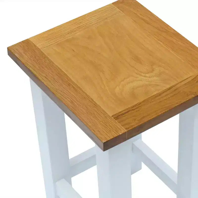 vidaXL End Table White and Brown Solid oak wood Small Durable