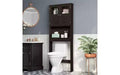 VINGLI Over The Toilet Storage Cabinet White Bathroom Storage Organizer Above The Toilet Shelf with Acrylic Glass Double Doors Espresso