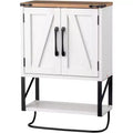 VINGLI Bathroom Wall Cabinet with Tower Bar Farmhouse Small Cute Medicine Cabinet Over Toilet Storage Organizer with Tower BarRustic White & Brown