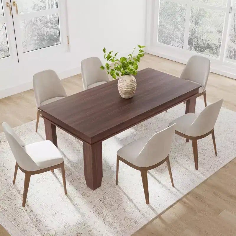 Table de salle à manger pour 6-8 personnes - Table de cuisine rustique en bois de 180 cm avec pieds robustes en forme de V (pour 6-10 personnes, finition marron)