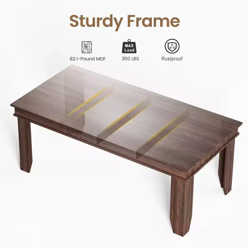 Table de salle à manger pour 6-8 personnes - Table de cuisine rustique en bois de 180 cm avec pieds robustes en forme de V (pour 6-10 personnes, finition marron)