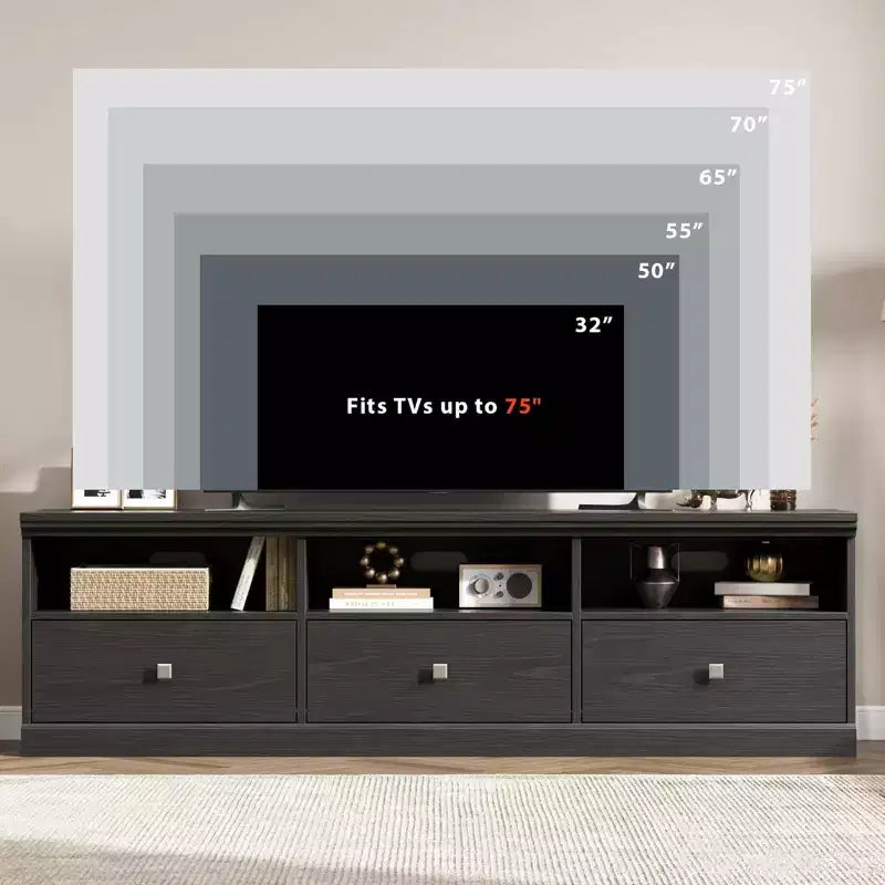 GustoWave 70 Inch Farmhouse TV Stand, Entertainment Center with Storage Drawer & Open Shelves for TVs up to 75 Inch
