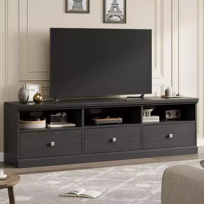 GustoWave 70 Inch Farmhouse TV Stand, Entertainment Center with Storage Drawer & Open Shelves for TVs up to 75 Inch