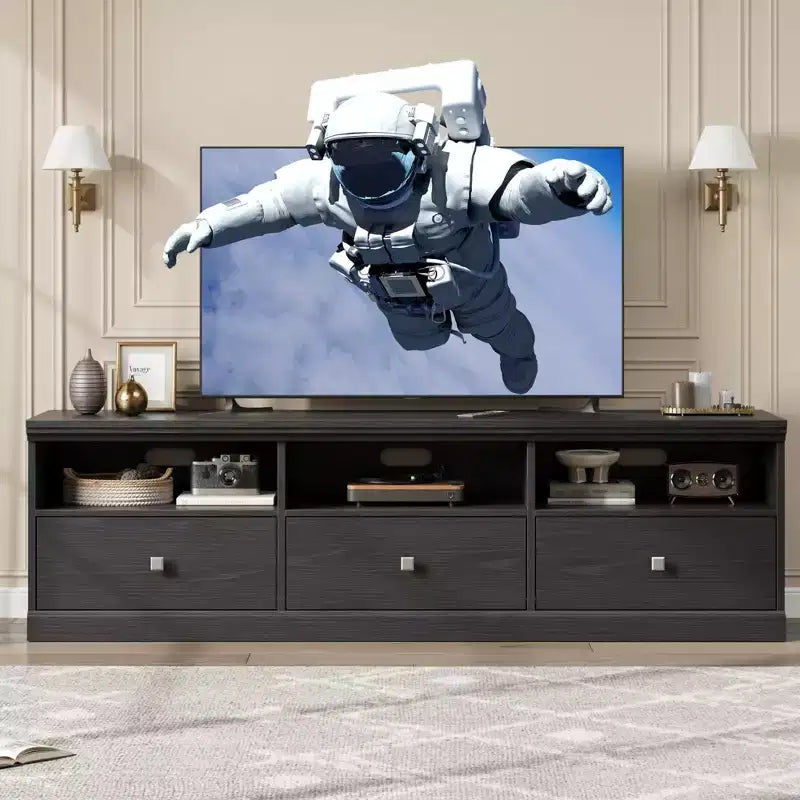 GustoWave 70 Inch Farmhouse TV Stand, Entertainment Center with Storage Drawer & Open Shelves for TVs up to 75 Inch