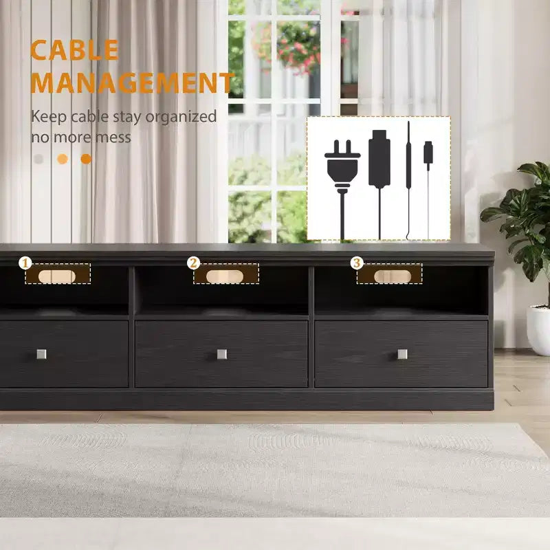 GustoWave 70 Inch Farmhouse TV Stand, Entertainment Center with Storage Drawer & Open Shelves for TVs up to 75 Inch