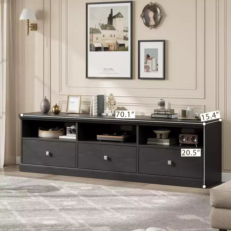 GustoWave 70 Inch Farmhouse TV Stand, Entertainment Center with Storage Drawer & Open Shelves for TVs up to 75 Inch
