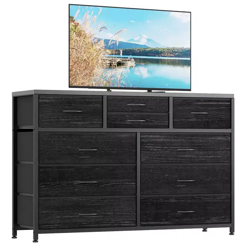 GustoWave TV Stand for 55 Inch TV, Entertainment Center with 10 Drawers for Living Room, Closet, Entryway, Hallway