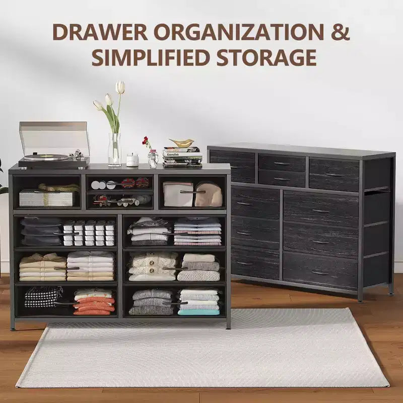 GustoWave TV Stand for 55 Inch TV, Entertainment Center with 10 Drawers for Living Room, Closet, Entryway, Hallway