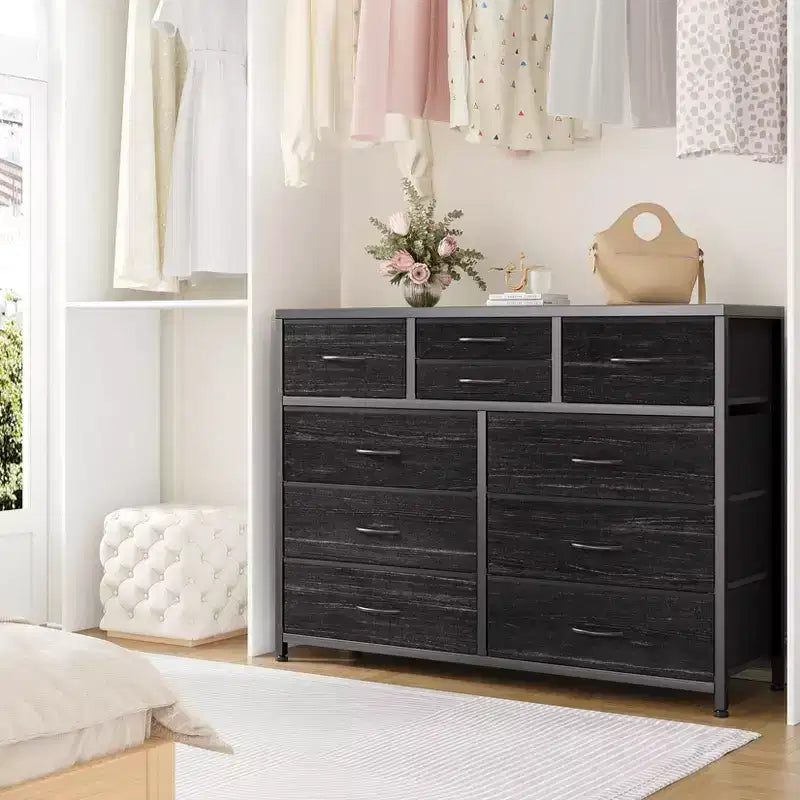 GustoWave TV Stand for 55 Inch TV, Entertainment Center with 10 Drawers for Living Room, Closet, Entryway, Hallway