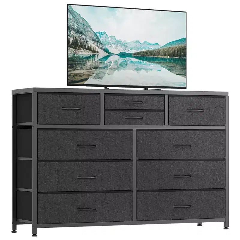 GustoWave TV Stand for 55 Inch TV, Entertainment Center with 10 Drawers for Living Room, Closet, Entryway, Hallway