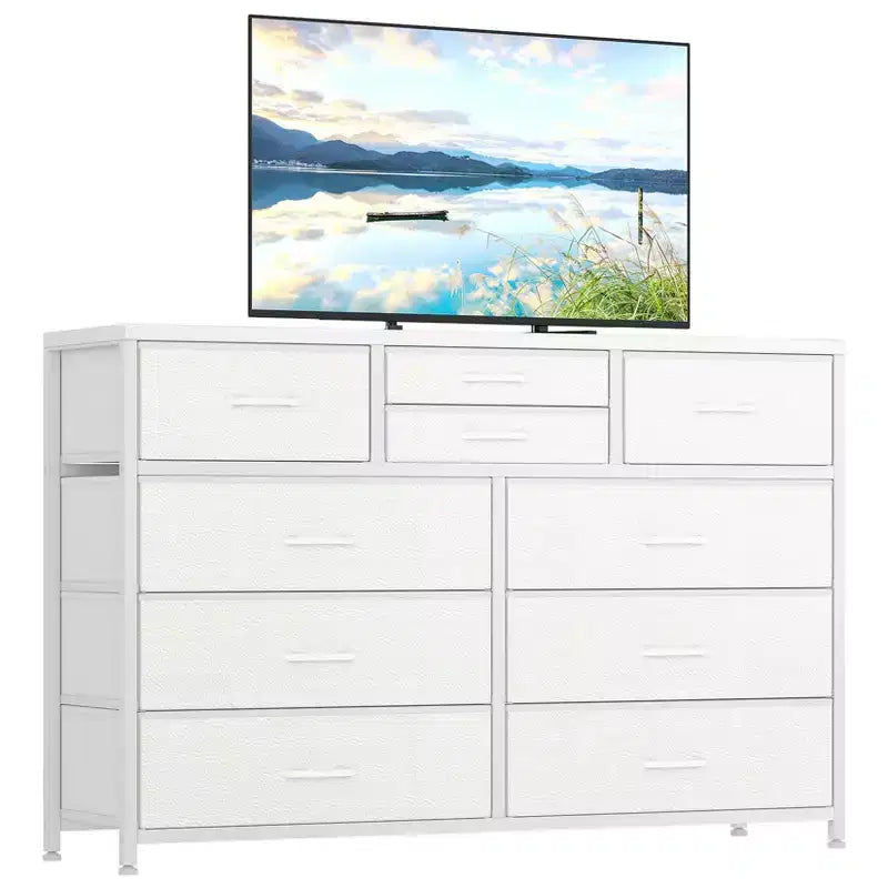 GustoWave TV Stand for 55 Inch TV, Entertainment Center with 10 Drawers for Living Room, Closet, Entryway, Hallway