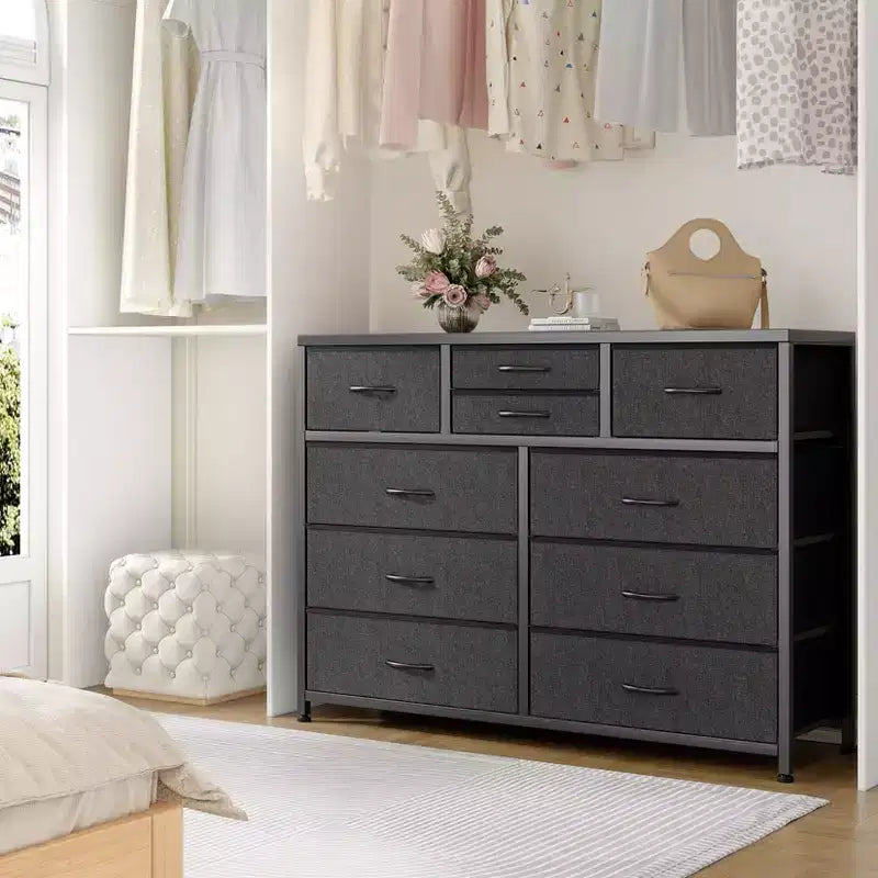 GustoWave TV Stand for 55 Inch TV, Entertainment Center with 10 Drawers for Living Room, Closet, Entryway, Hallway