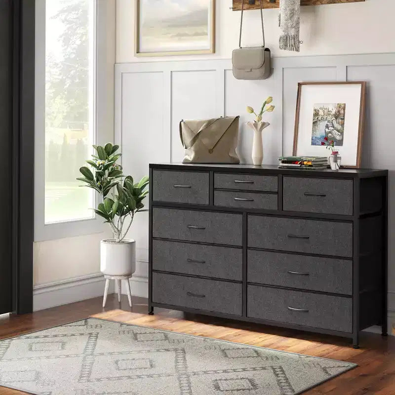 GustoWave TV Stand for 55 Inch TV, Entertainment Center with 10 Drawers for Living Room, Closet, Entryway, Hallway