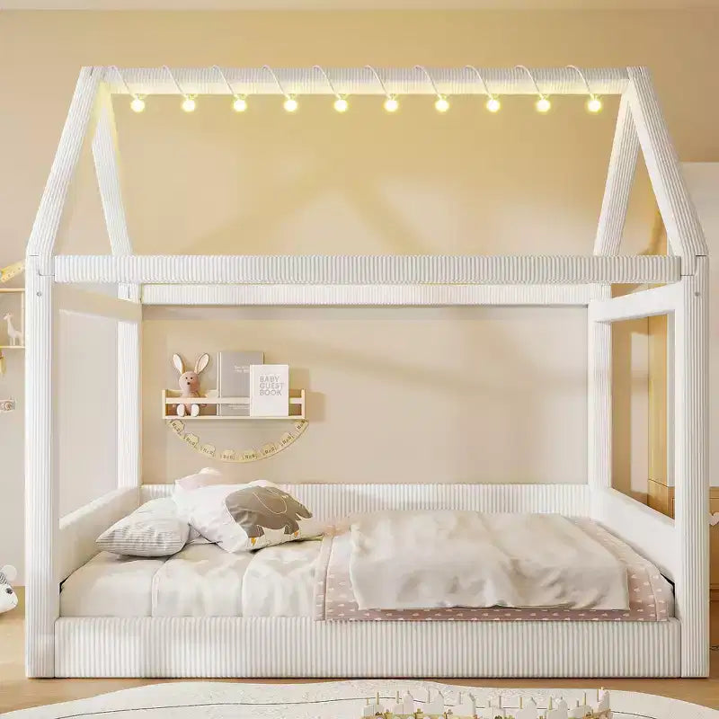 Lit de repos tapissé Merax de taille standard avec bandes lumineuses à LED
