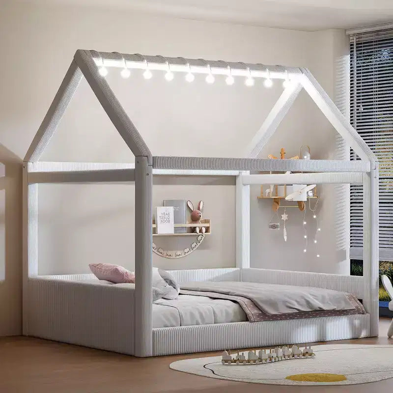 Lit de repos tapissé Merax de taille standard avec bandes lumineuses à LED