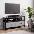 Meuble TV avec 2 tiroirs en tissu pour téléviseur 55 pouces Meuble TV avec placards de rangement Console multimédia avec étagère ouverte Meuble de divertissement