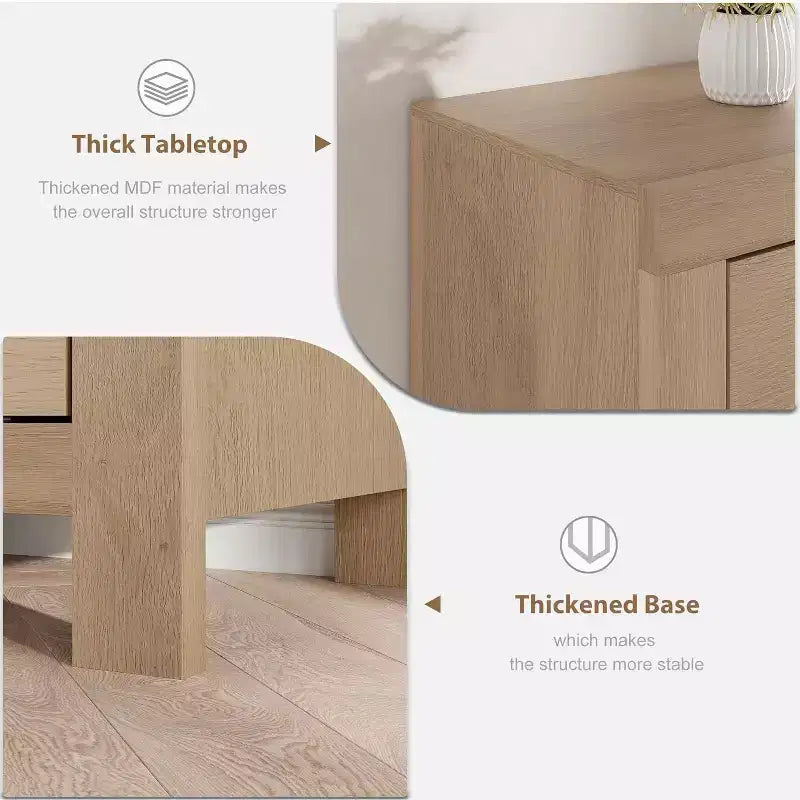 Meuble TV contemporain de 70 pouces de large avec 6 tiroirs de rangement pour téléviseurs jusqu'à 80 pouces, idéal pour le salon et le centre de divertissement