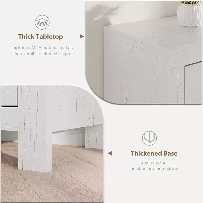 Meuble TV contemporain de 70 pouces de large avec 6 tiroirs de rangement pour téléviseurs jusqu'à 80 pouces, idéal pour le salon et le centre de divertissement