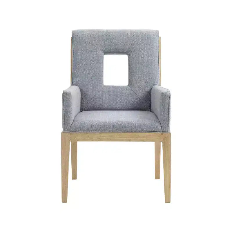 Meridian Furniture, Chaise de salle à manger avec accoudoirs en tissu texturé lin Gwendolyn