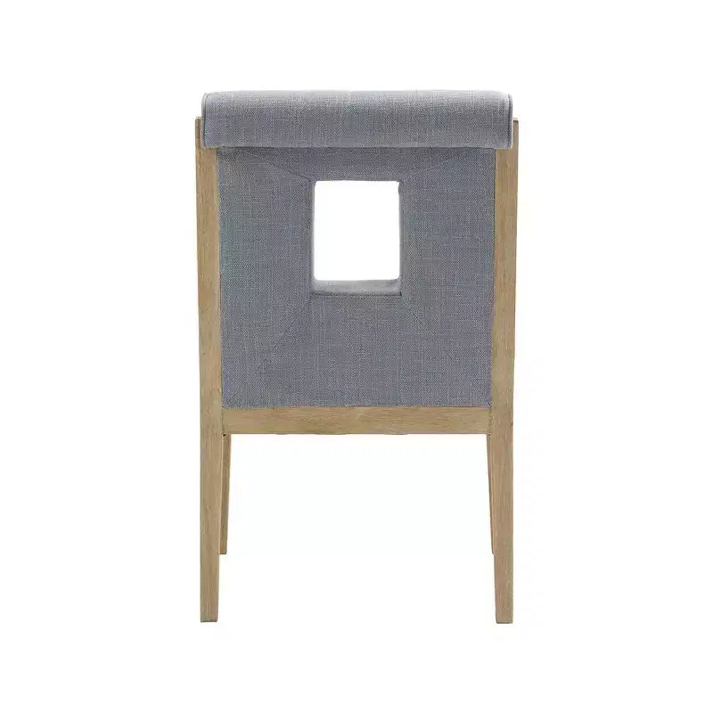 Meridian Furniture, Chaise de salle à manger avec accoudoirs en tissu texturé lin Gwendolyn