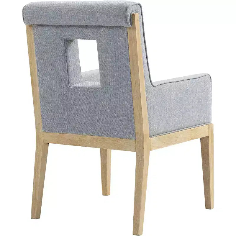 Meridian Furniture, Chaise de salle à manger avec accoudoirs en tissu texturé lin Gwendolyn