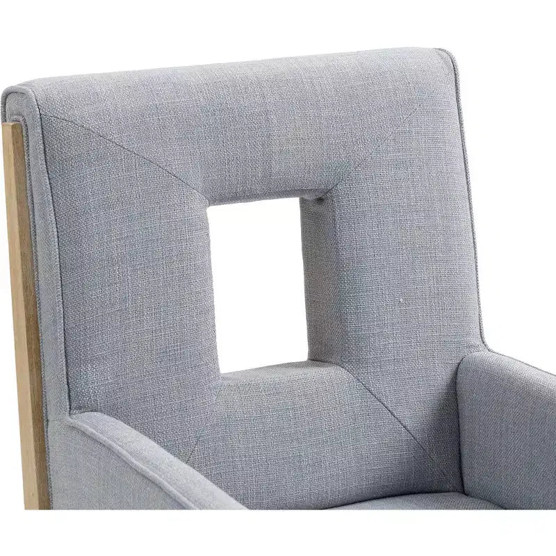 Meridian Furniture, Chaise de salle à manger avec accoudoirs en tissu texturé lin Gwendolyn