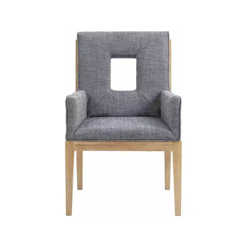 Meridian Furniture, Chaise de salle à manger avec accoudoirs en tissu texturé lin Gwendolyn