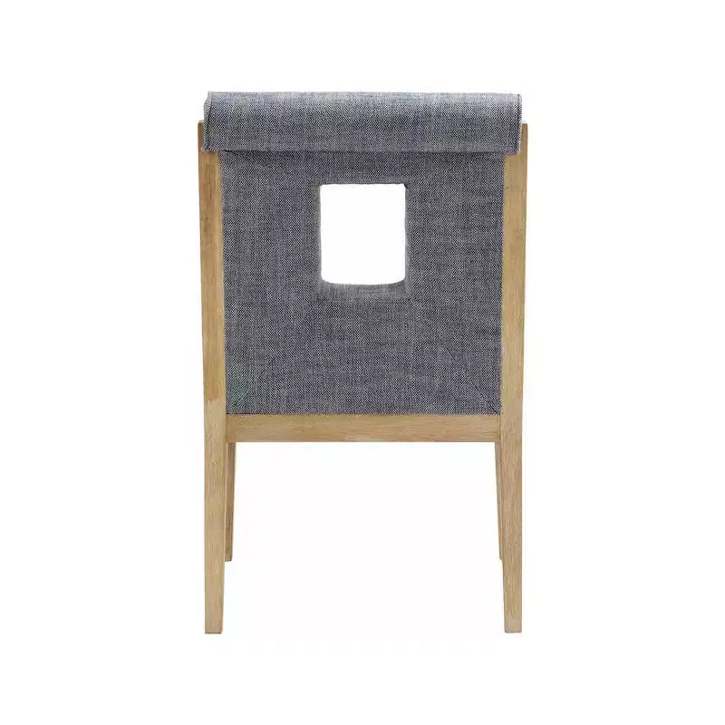 Meridian Furniture, Chaise de salle à manger avec accoudoirs en tissu texturé lin Gwendolyn